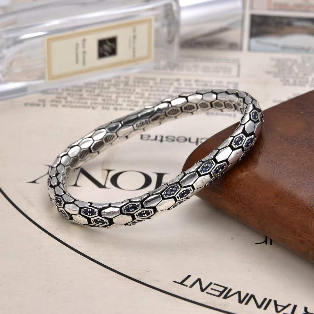 Myron - Sapphire Serpent Silver Bracelet