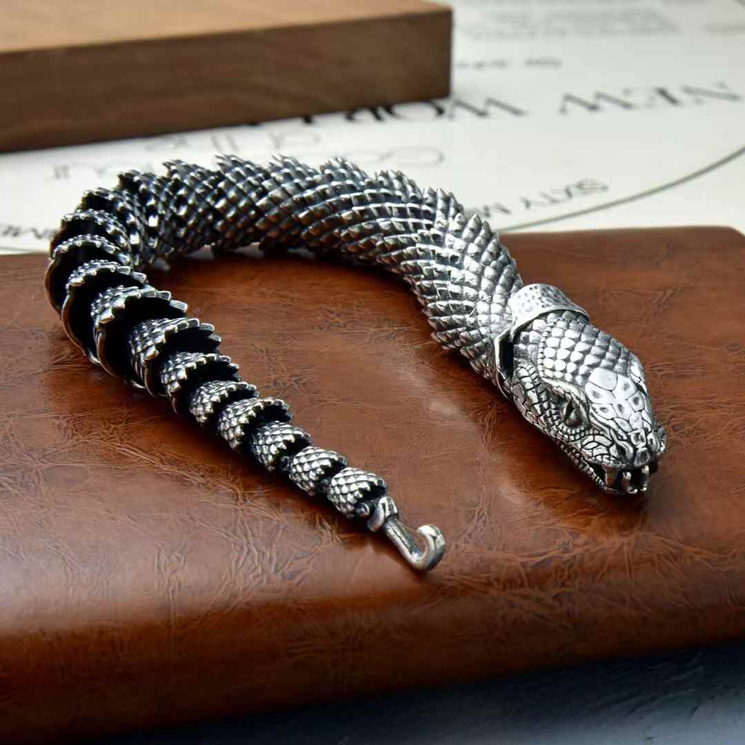 Vargr - King Cobra Silver Bracelet