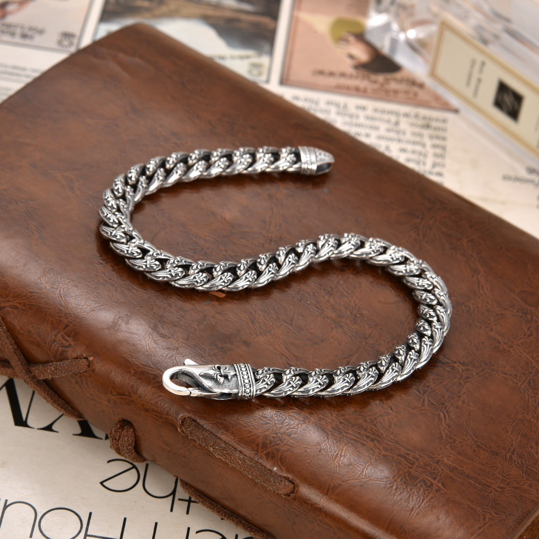 Valroth - Bold Textured Silver Bracelet