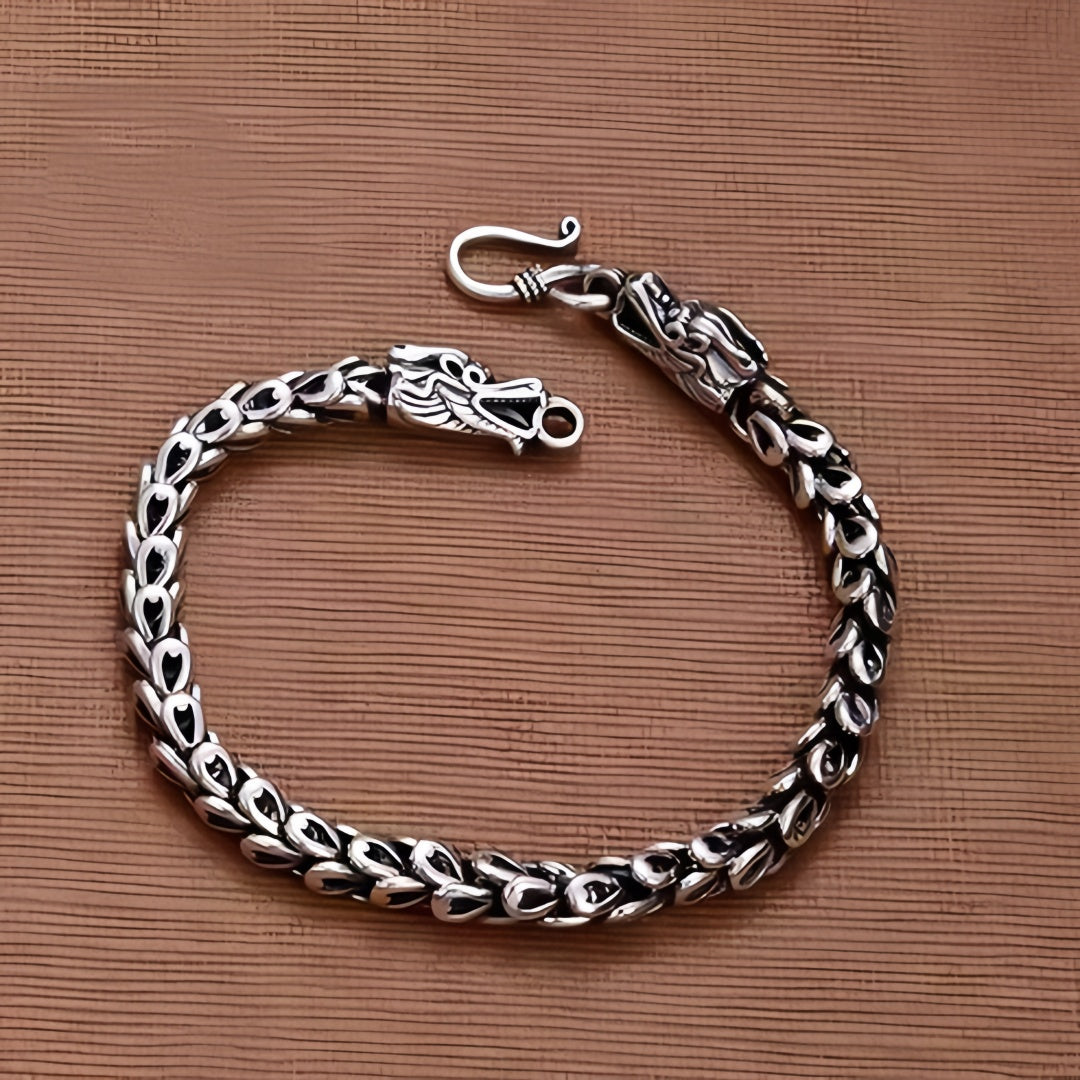 Seryo - Twin Dragon Silver Bracelet