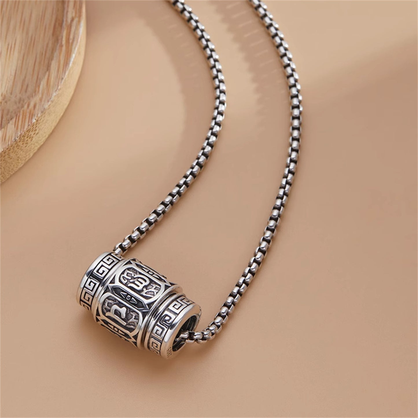 Bless - Rotatable silver pendant