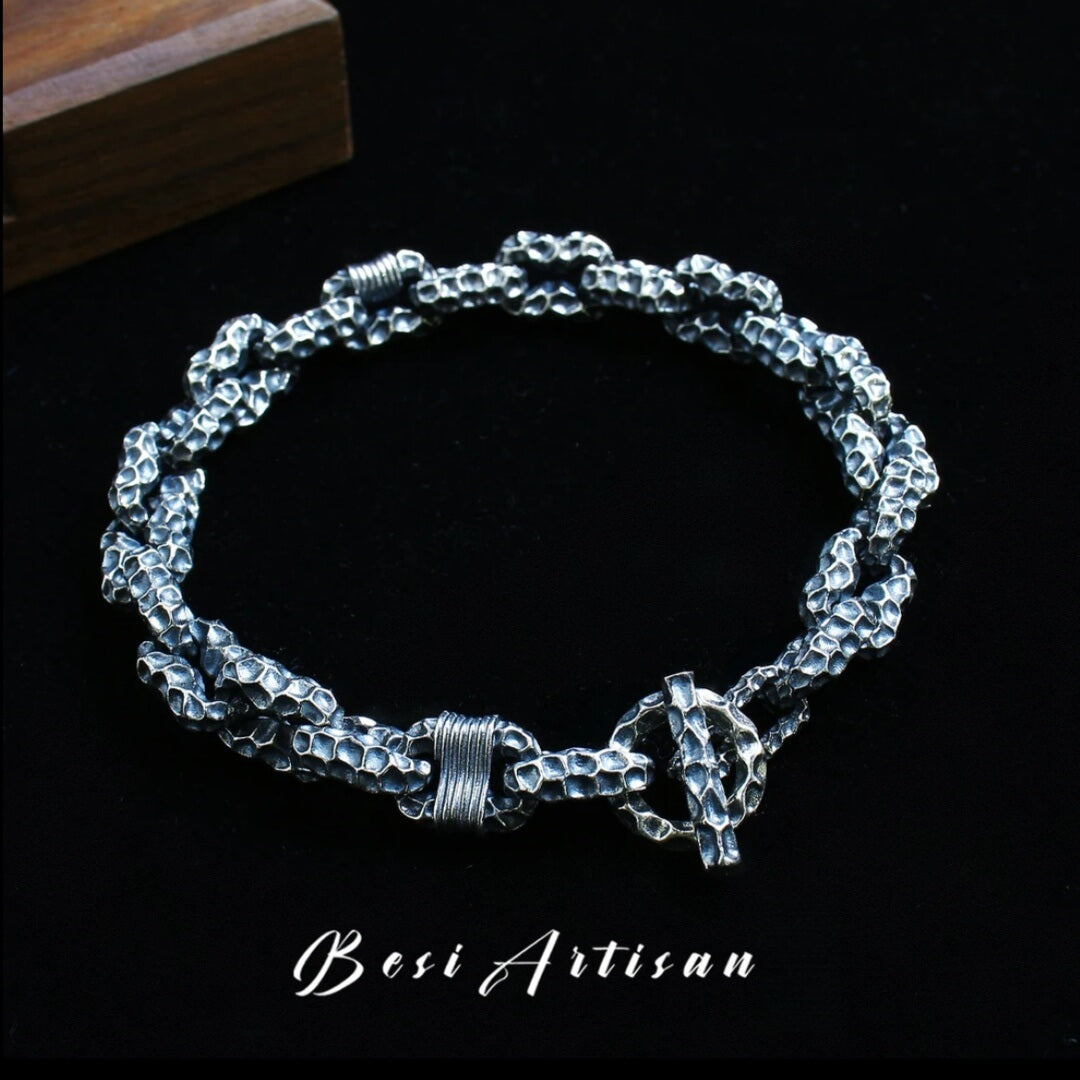 Vornar - Textured Silver Chain Bracelet