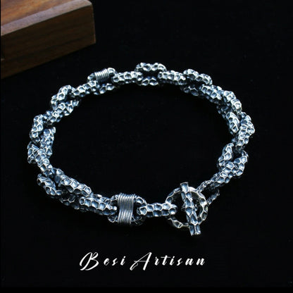 Vornar - Textured Silver Chain Bracelet