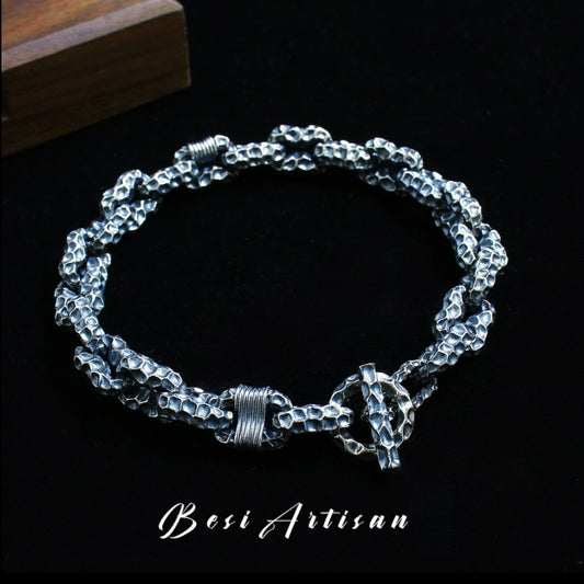 Vornar - Textured Silver Chain Bracelet
