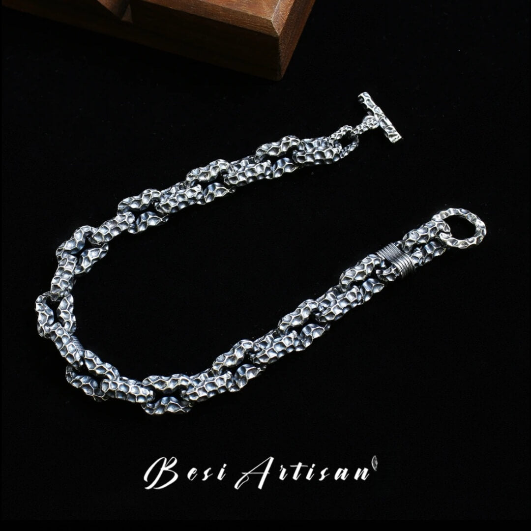 Vornar - Textured Silver Chain Bracelet