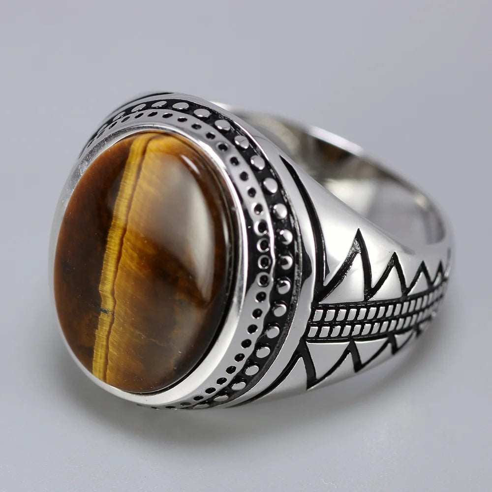 Natural Tiger Eye Stones Ring