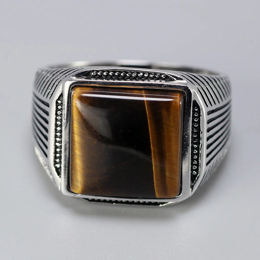 Authentic Man Ring With Tiger Eyes