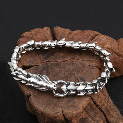 Kaedor - Dragon Clasp Silver Bracelet