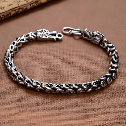 Seryo - Twin Dragon Silver Bracelet