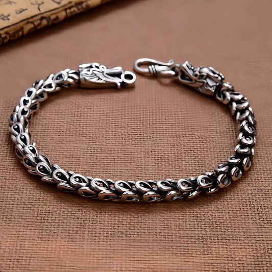 Seryo - Twin Dragon Silver Bracelet