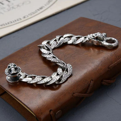 Trevus - Twin Skull Silver Bracelet