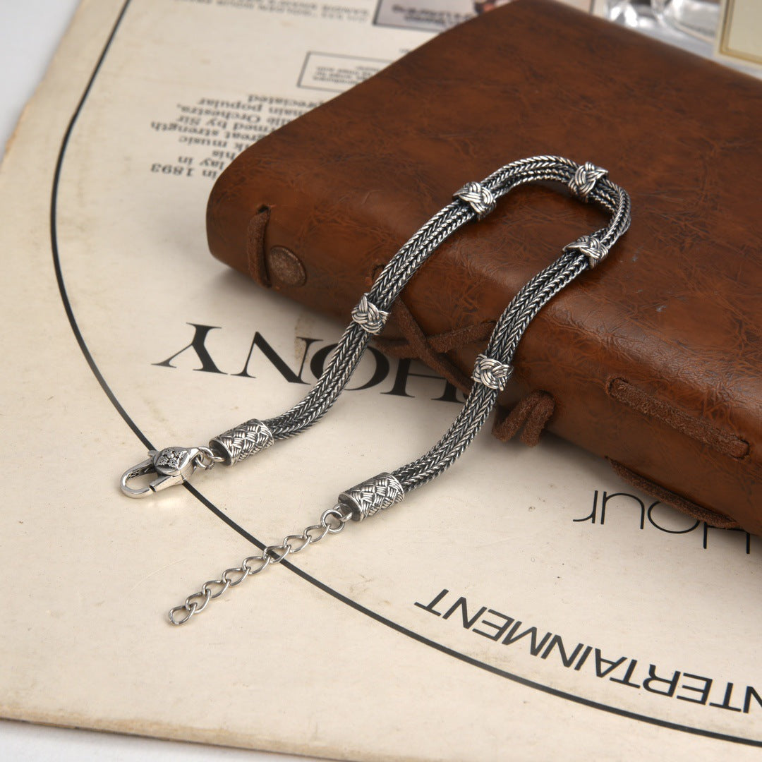 Aurenix – Twin Serpent Silver Bracelet