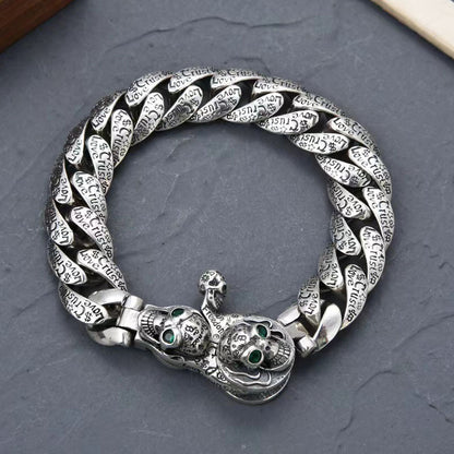 Trevus - Twin Skull Silver Bracelet