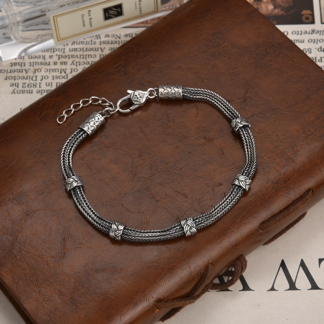 Aurenix – Twin Serpent Silver Bracelet