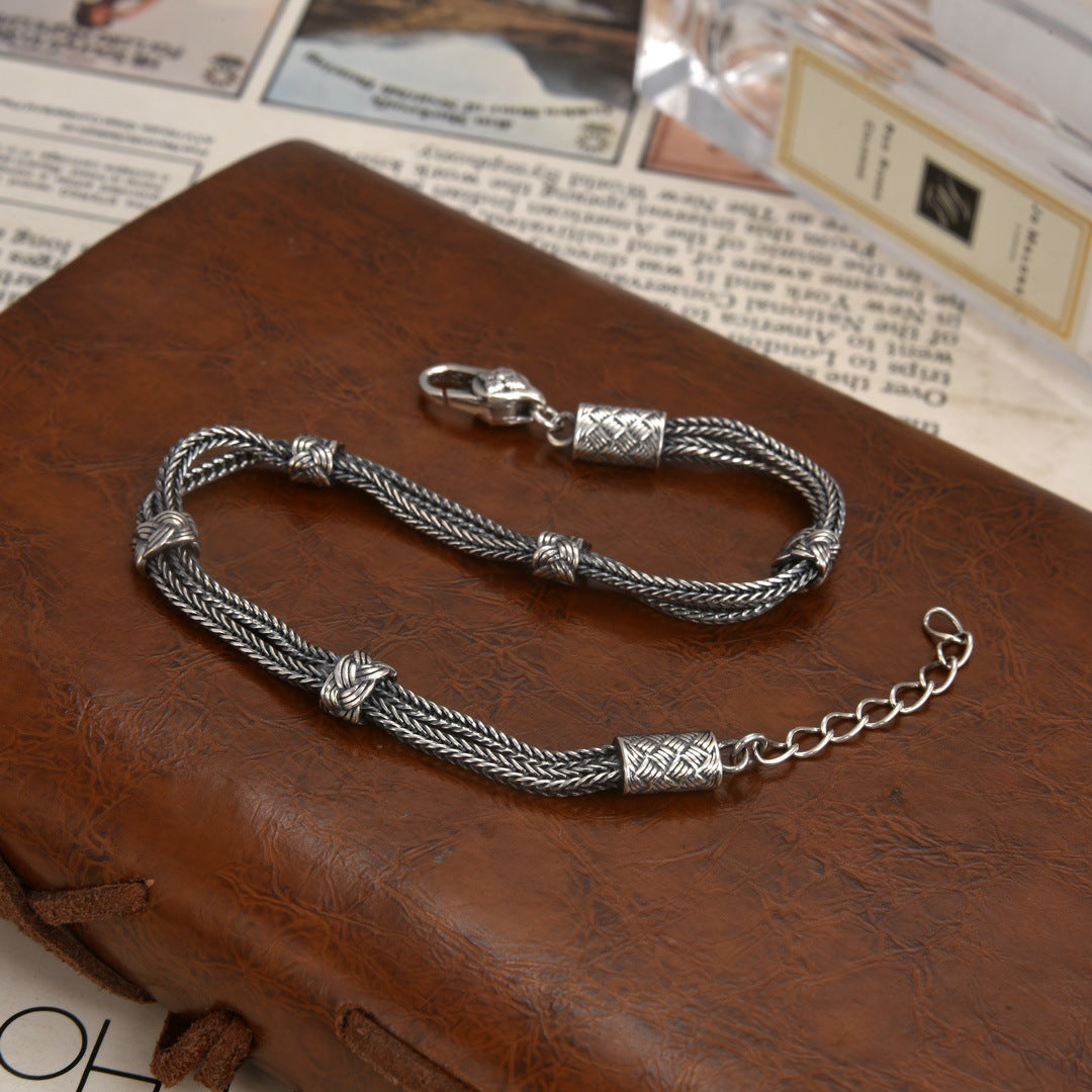 Aurenix – Twin Serpent Silver Bracelet