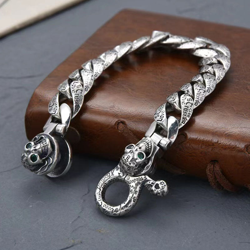 Trevus - Twin Skull Silver Bracelet