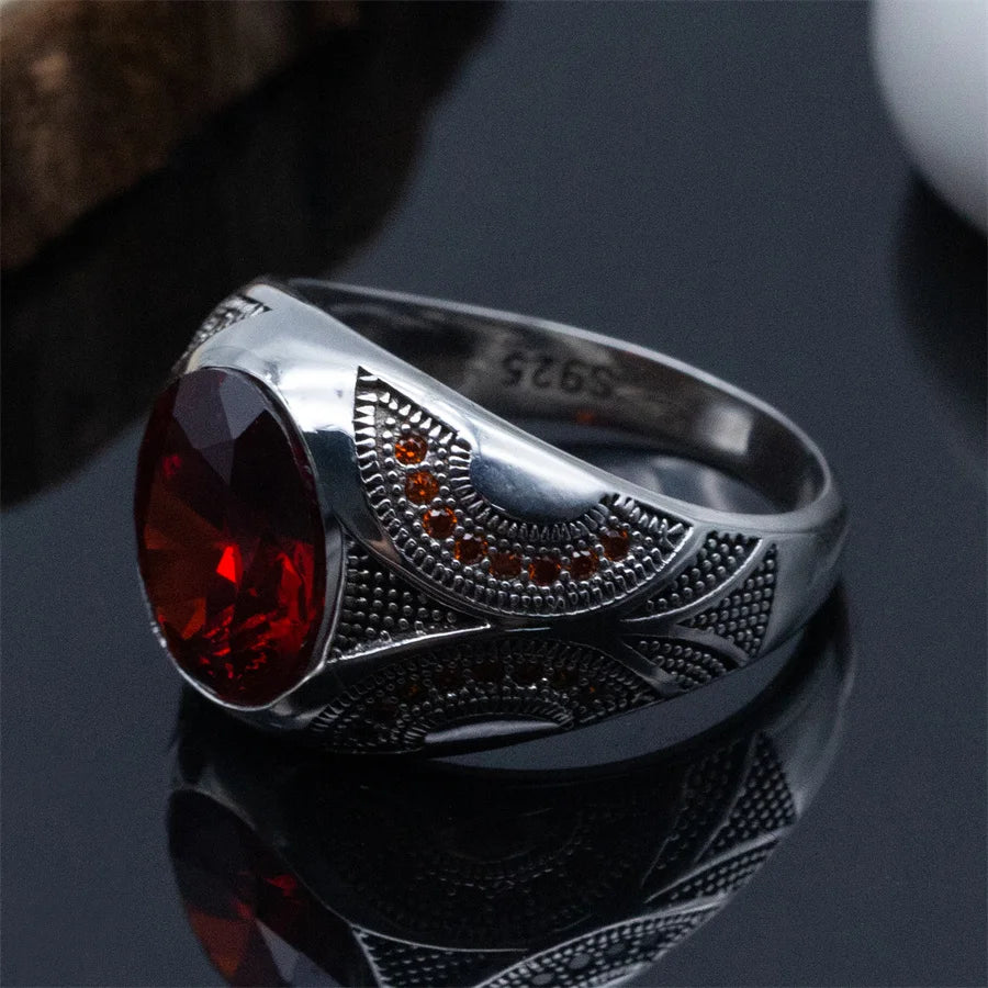 Red Cubic Zirconia Stone Ring