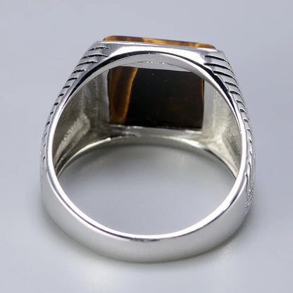 Authentic Man Ring With Tiger Eyes