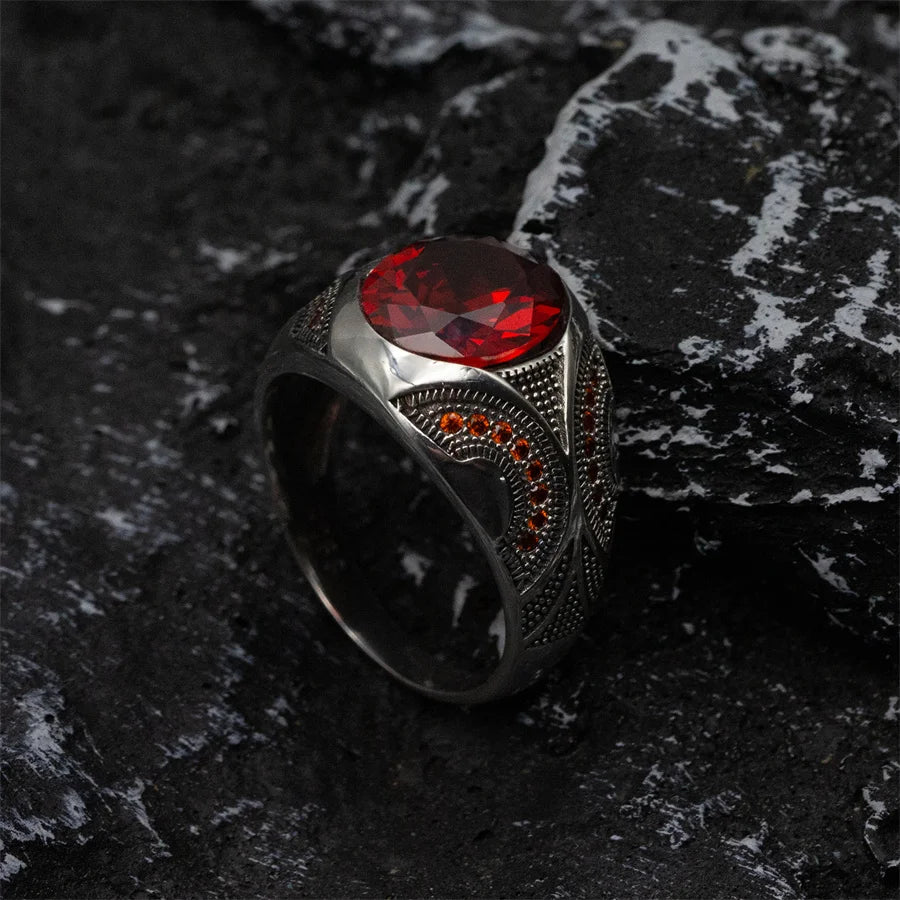 Red Cubic Zirconia Stone Ring