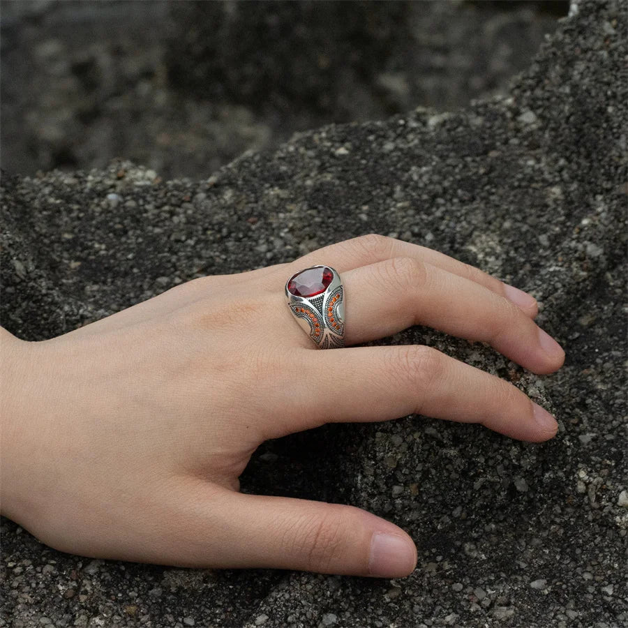 Red Cubic Zirconia Stone Ring