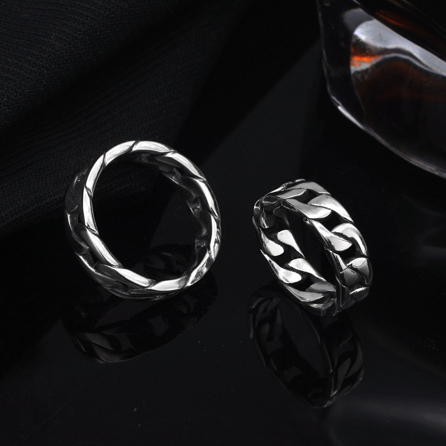 Hexie - Silver Cuban Couple Ring