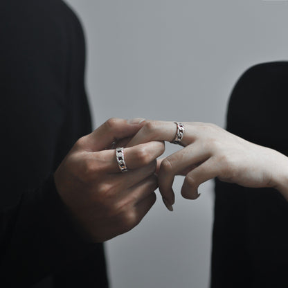 Hexie - Silver Cuban Couple Ring